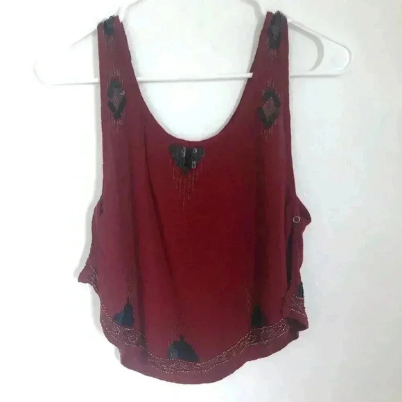 Free People Bad Girls Do it Well Rust Orange Embellished Tank Boho Chic Size XS - Picture 6 of 12